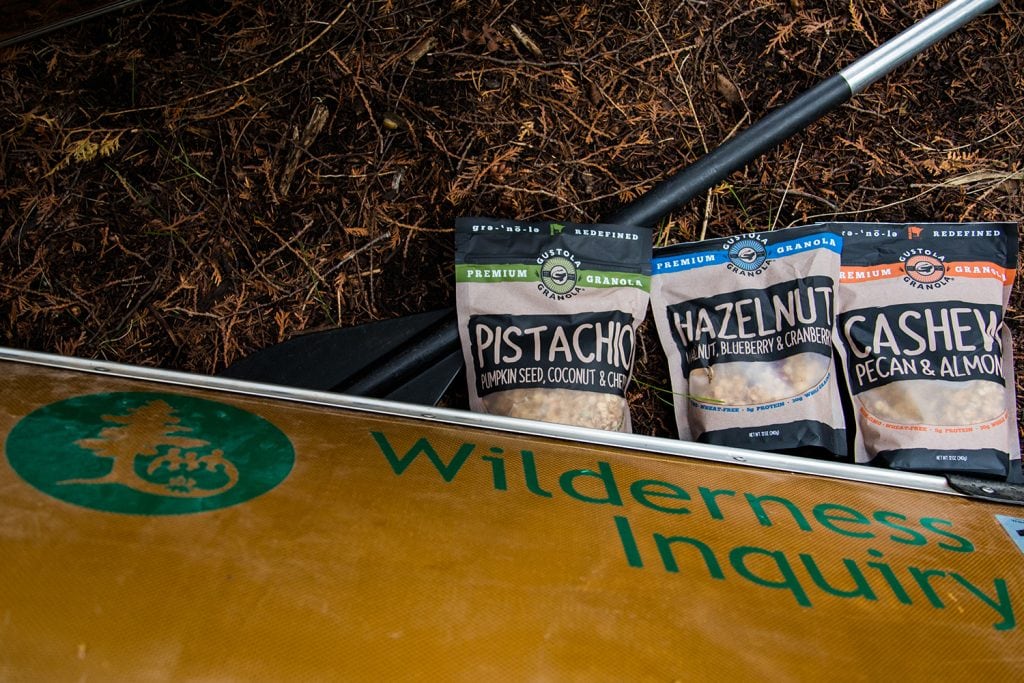 Gustola Granola travels well on a canoeing expedition
